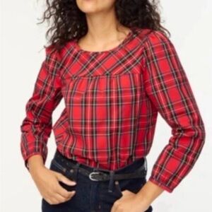 NWT J. Crew Factory Tartan Plaid Ruffle Top Small
